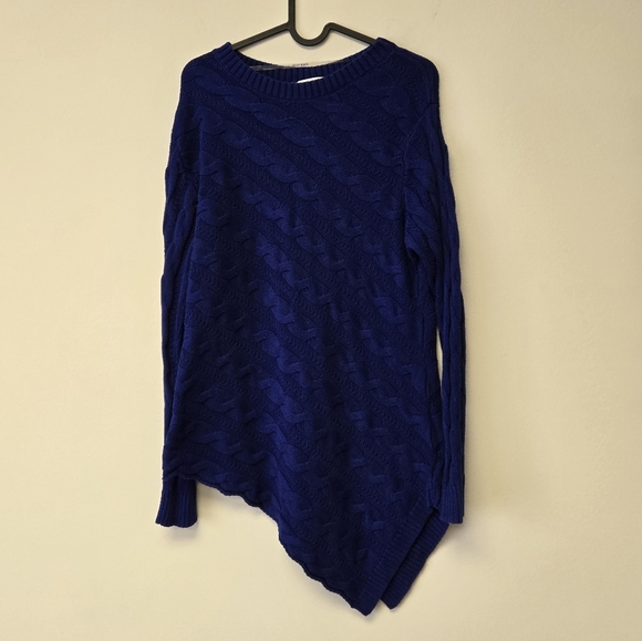 Peter Nygard Cable Knit Angled hem sweater Blue L - Picture 1 of 6